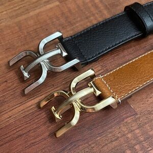 Sam Edelman Leather Belt Pair with Embossed Logo